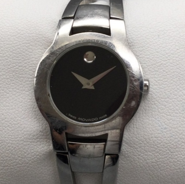 Movado Amorosa Watch Women 24mm Silver Tone Swiss 84.E4.1842 New Battery 6″