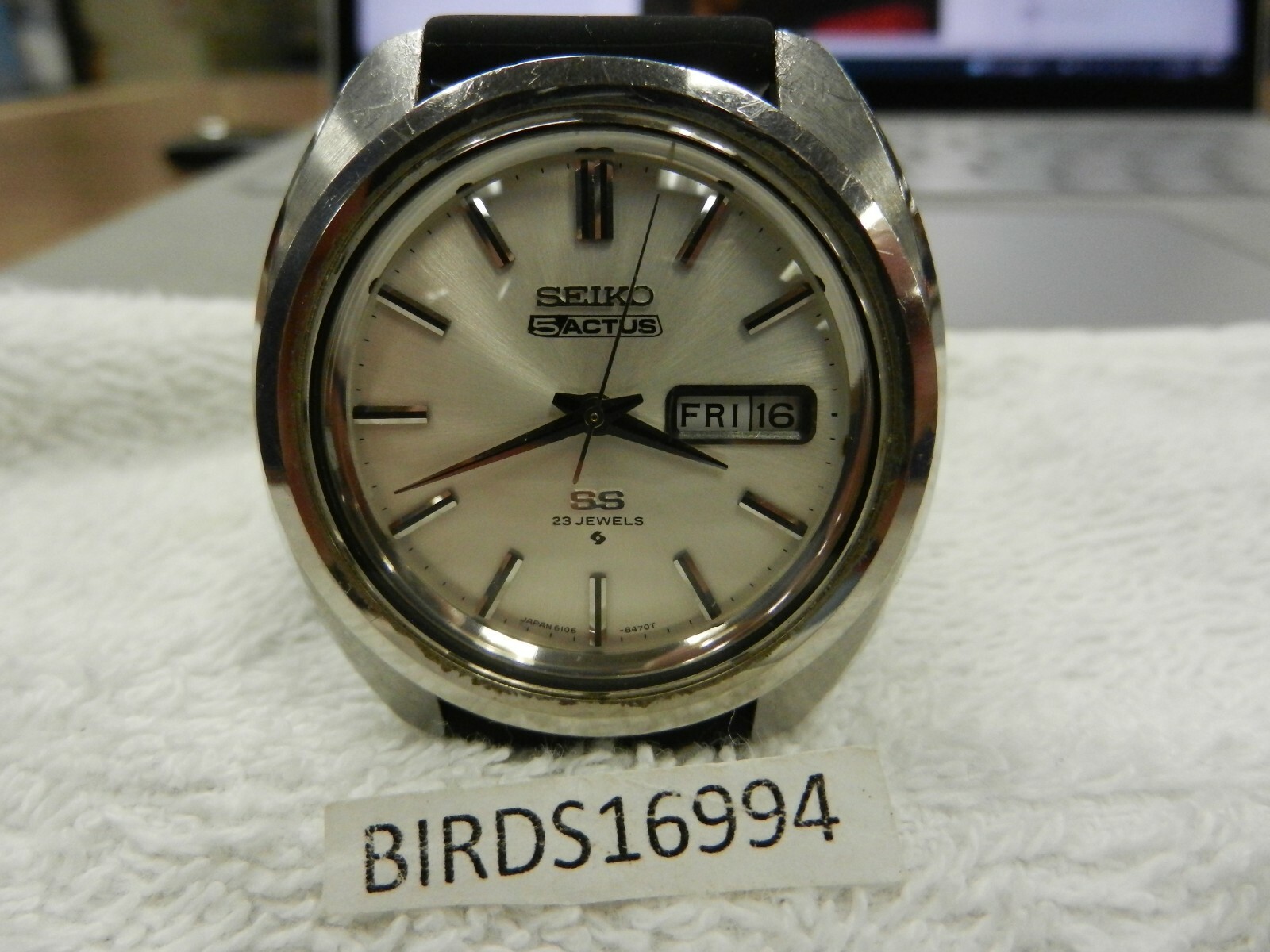 WORKING! MENS AUTOMATIC RARE VINTAGE SEIKO 5 ACTUS SS WATCH 23 JEWEL NEW BAND