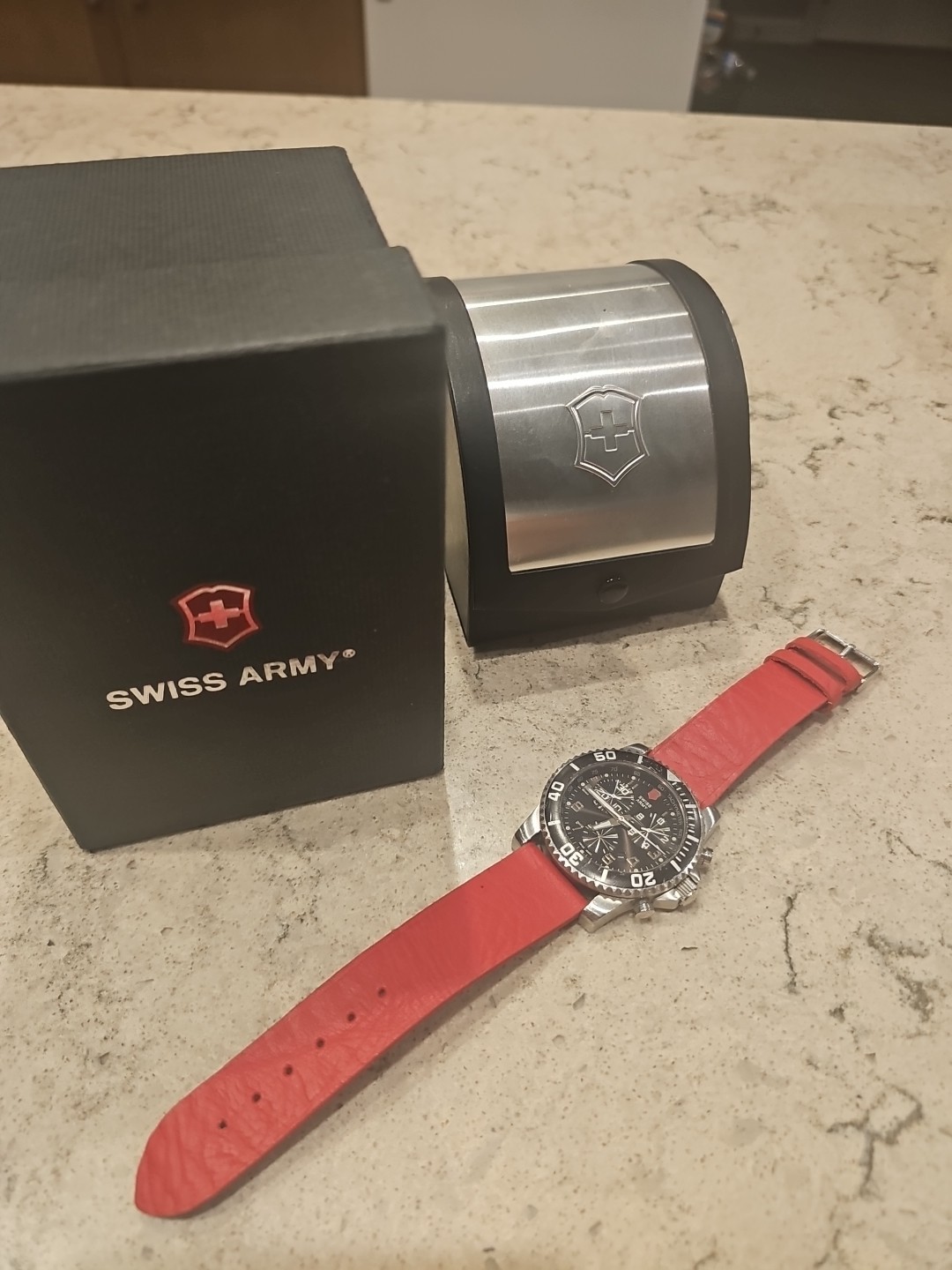 Victorinox Army Maverick 24143 Wrist Watch 44mm Custom Leather Strap