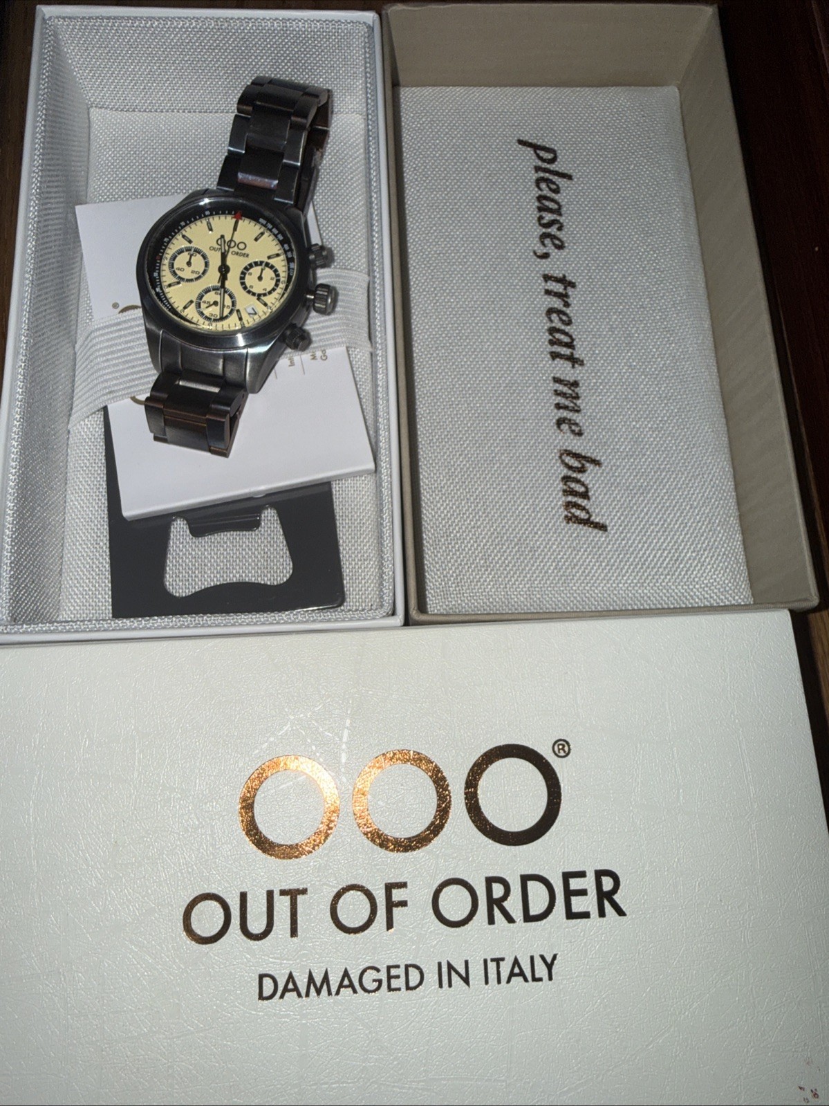 Out Of Order 001-23.CR.AC Men’s Sporty Cronografo Cream Wristwatch