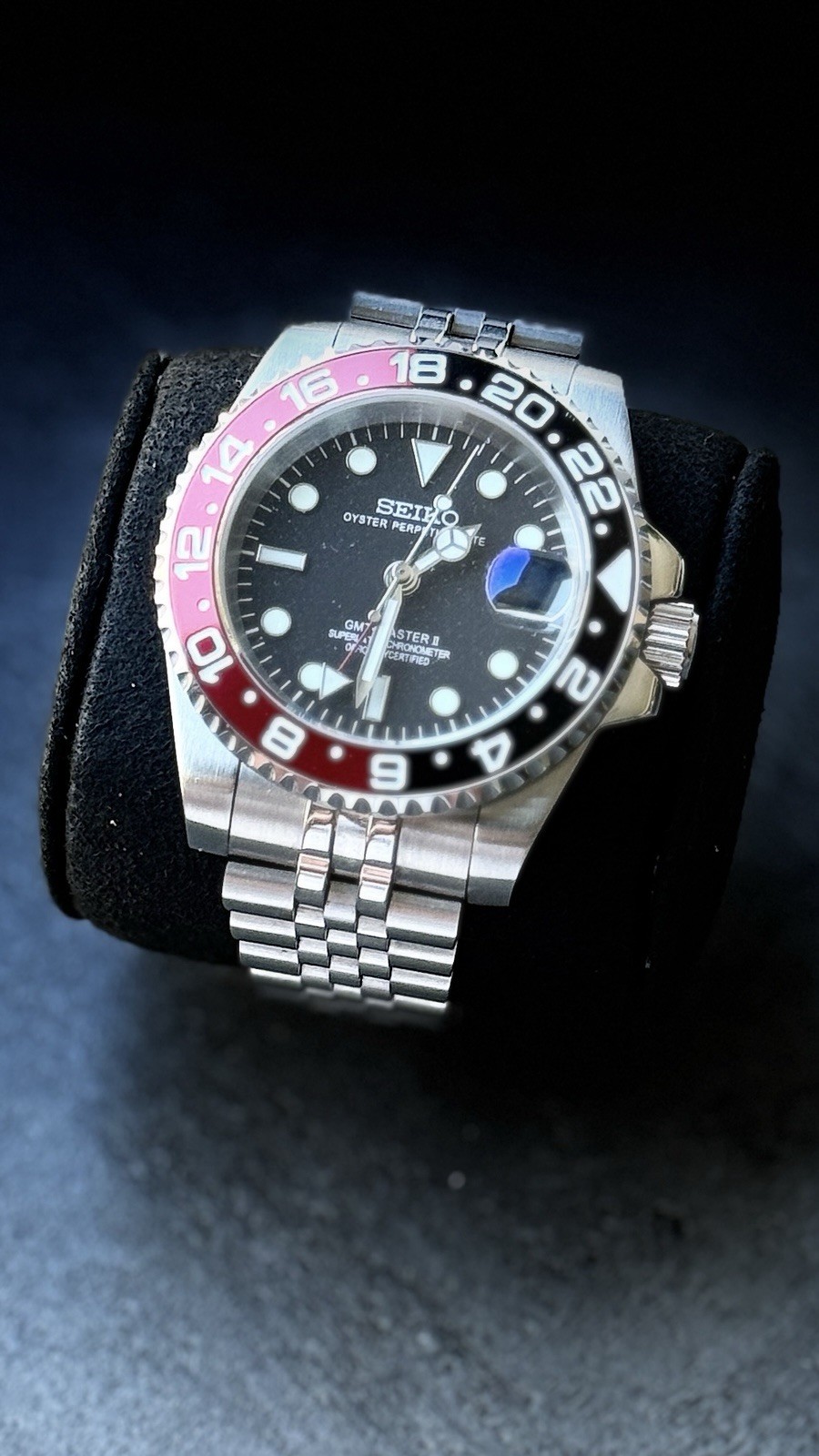 Seiko Watch 40MM “Coke” GMT Function NH34 Automatic Movement W/Date Jubilee