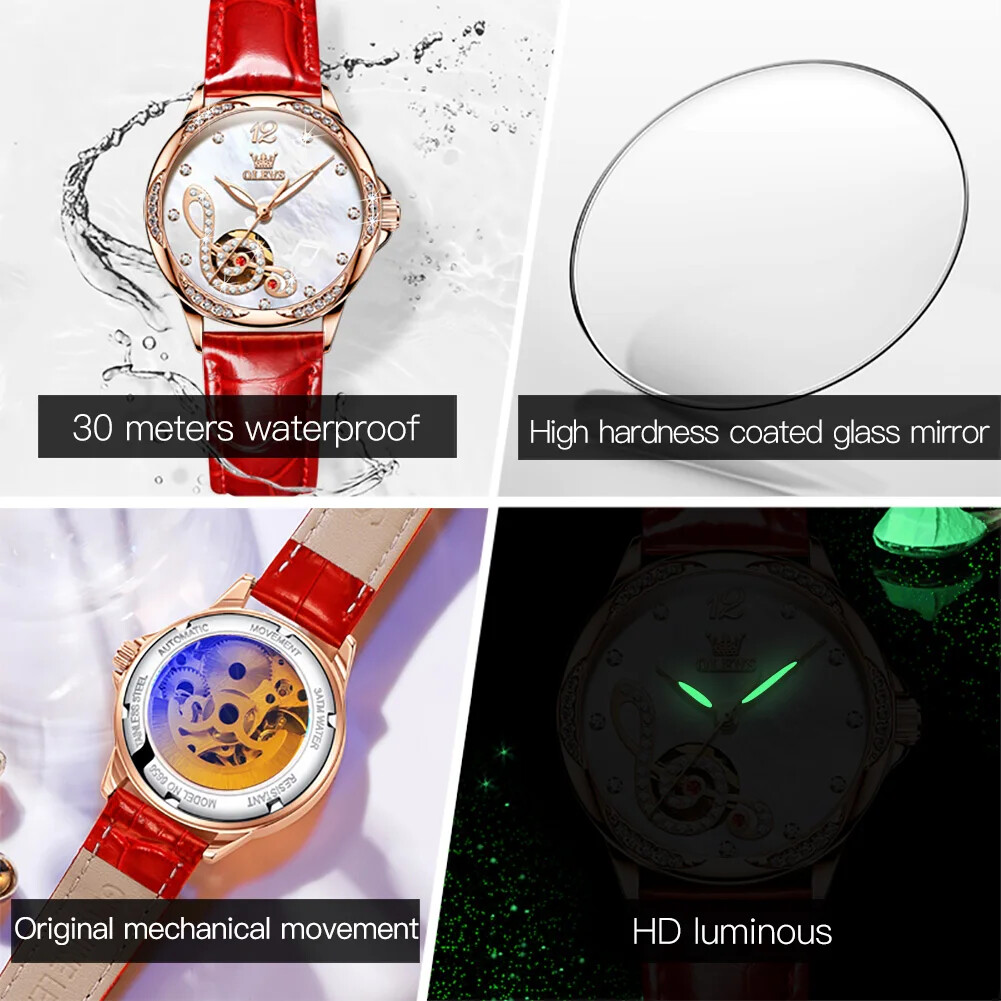 OLEVS Waterproof Luminous Diamonds Dials Automatic Mechanical Watch Women’s