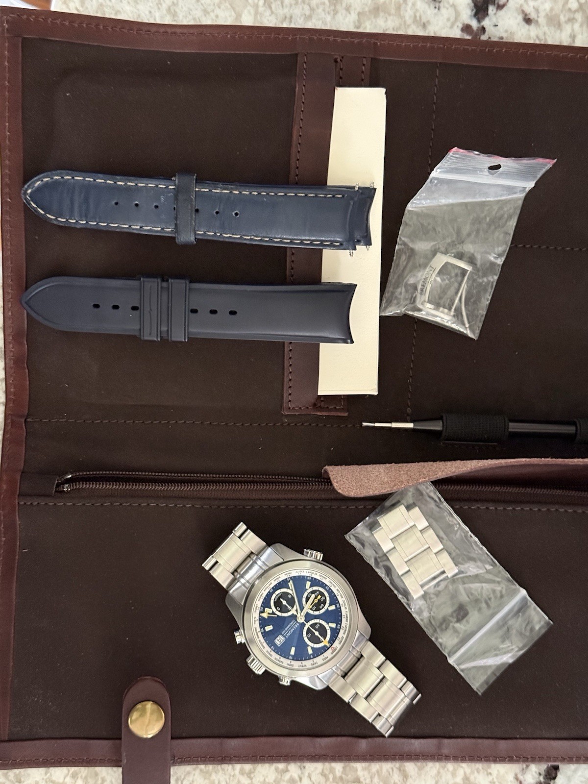 Bremont Blue Dial World Timer ALT1-WT-BL Full Set w/ Extra Straps 43mm Chrono