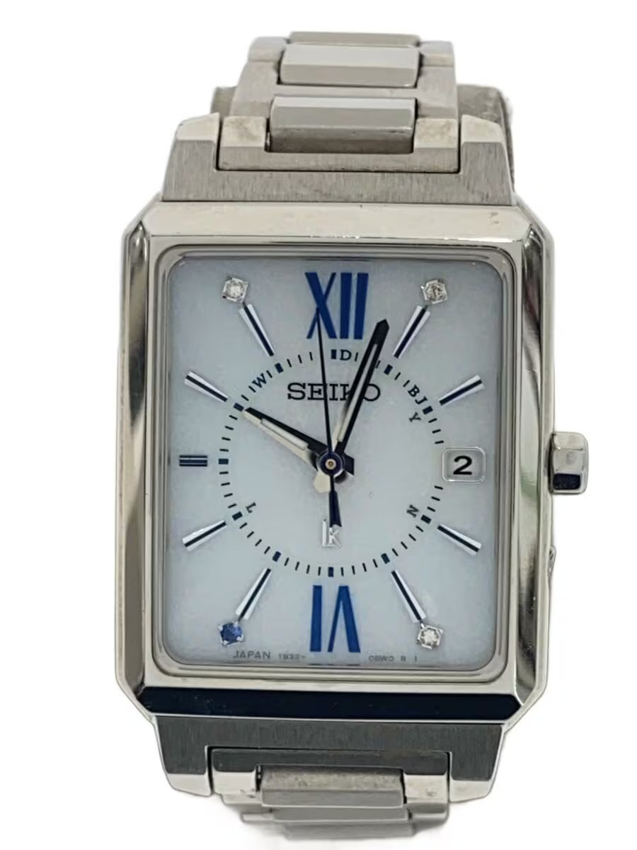 SEIKO Solar Watch Analog Stainless WHT SLV SS 1B32 0AS0