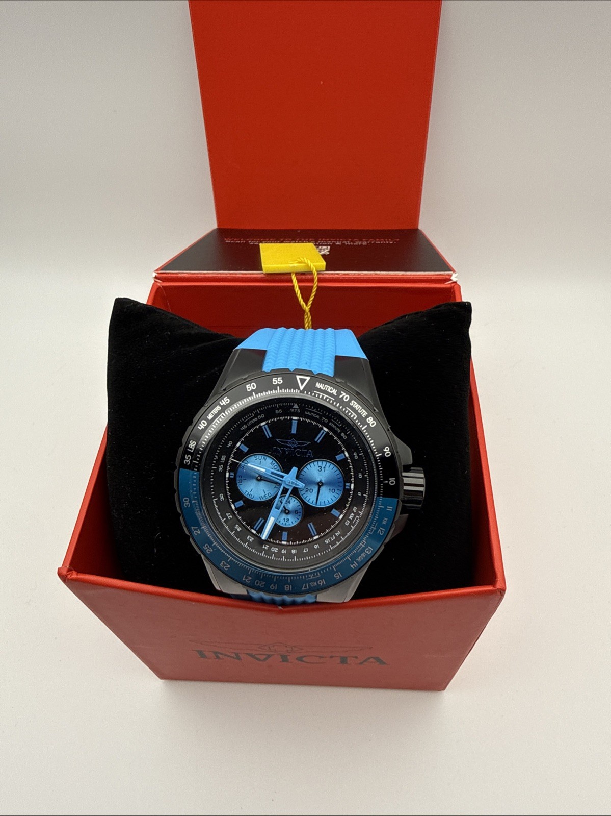 Invicta Aviator Skyshock Men’s 50MM 39299 Wrist Watch Blk Case Blue Strap