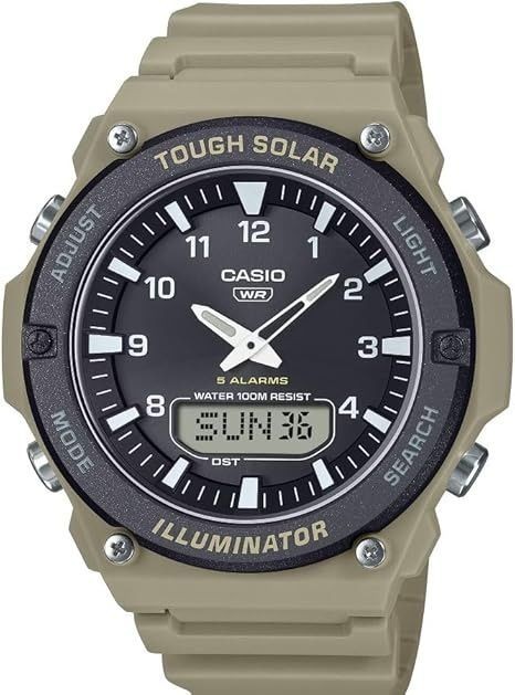 Casio Watch Mens Standard Analog Digital Black Dial Solar AQ-S820W-5AV