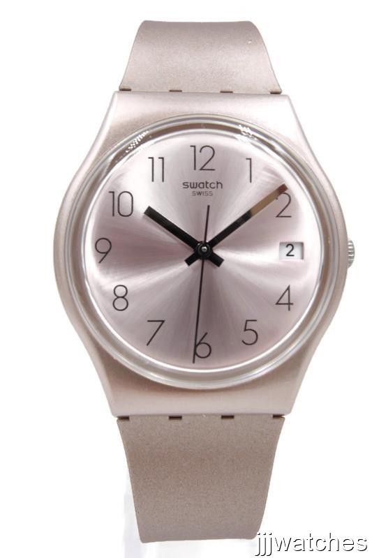 New Swatch Swiss Originals PINKBAYA RoseGold Silicone Date Watch 34mm GP403 $75