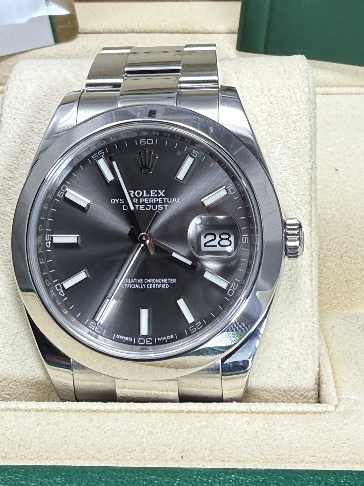 Rolex Datejust 126300 Silver Oyster Bracelet with Silver Bezel