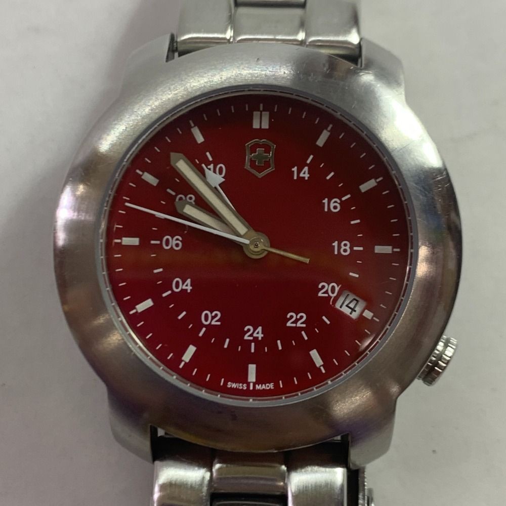 VICTORINOX V7-02 GMT Quartz Watch Red Dial 20cm 7.9in Men’s Japan used