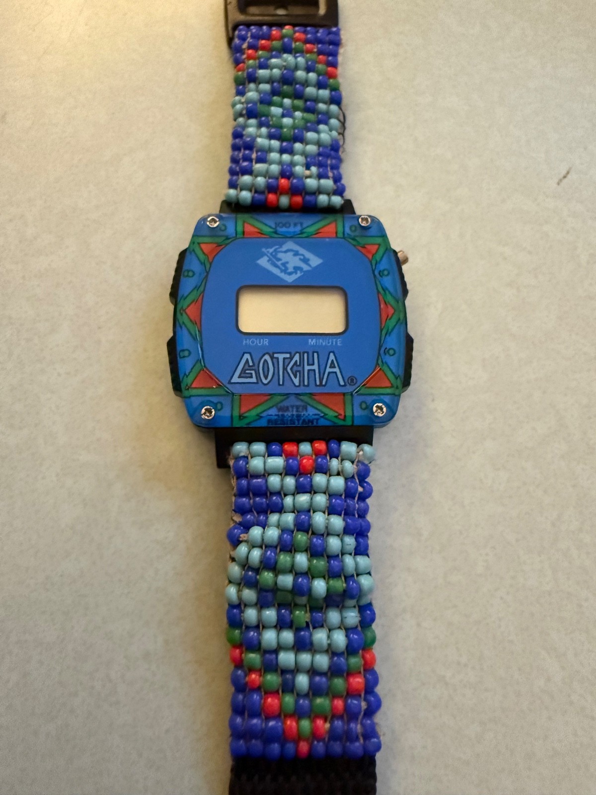 Vintage 90s Gotcha Surf Digital Watch Beaded Band – Great Condition – For Parts