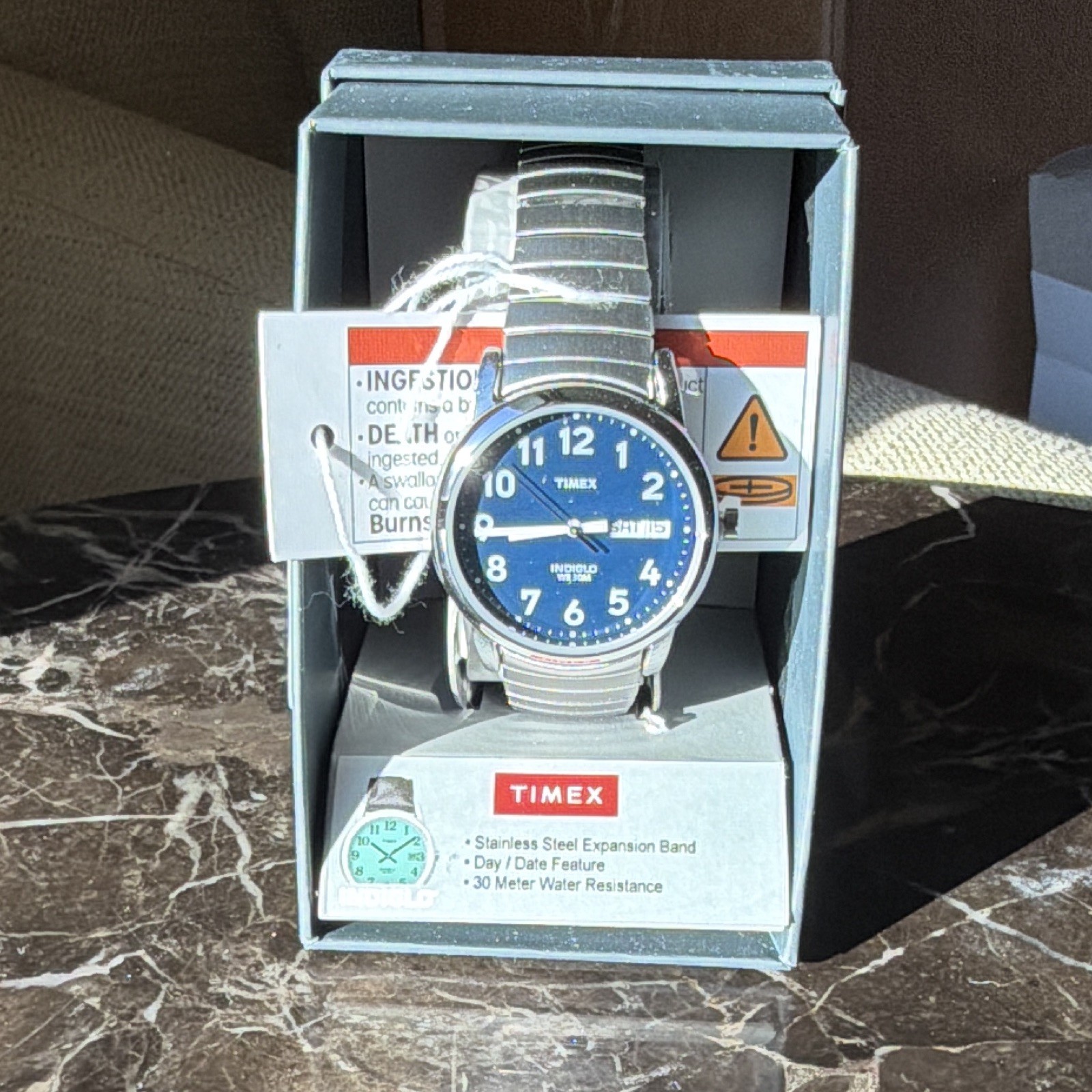 Timex Timecenter Men’s Blue Dial Quartz Day/Date 30m SS Expansion Band w/ Box