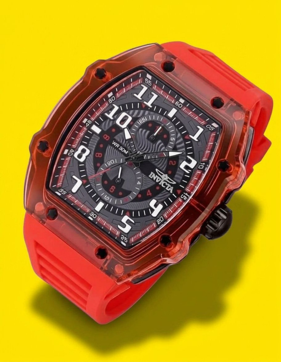 Invicta 48720 Racing Men’s 48.5mm Tonneau Red Quartz Watch IN-48720 Chronograph