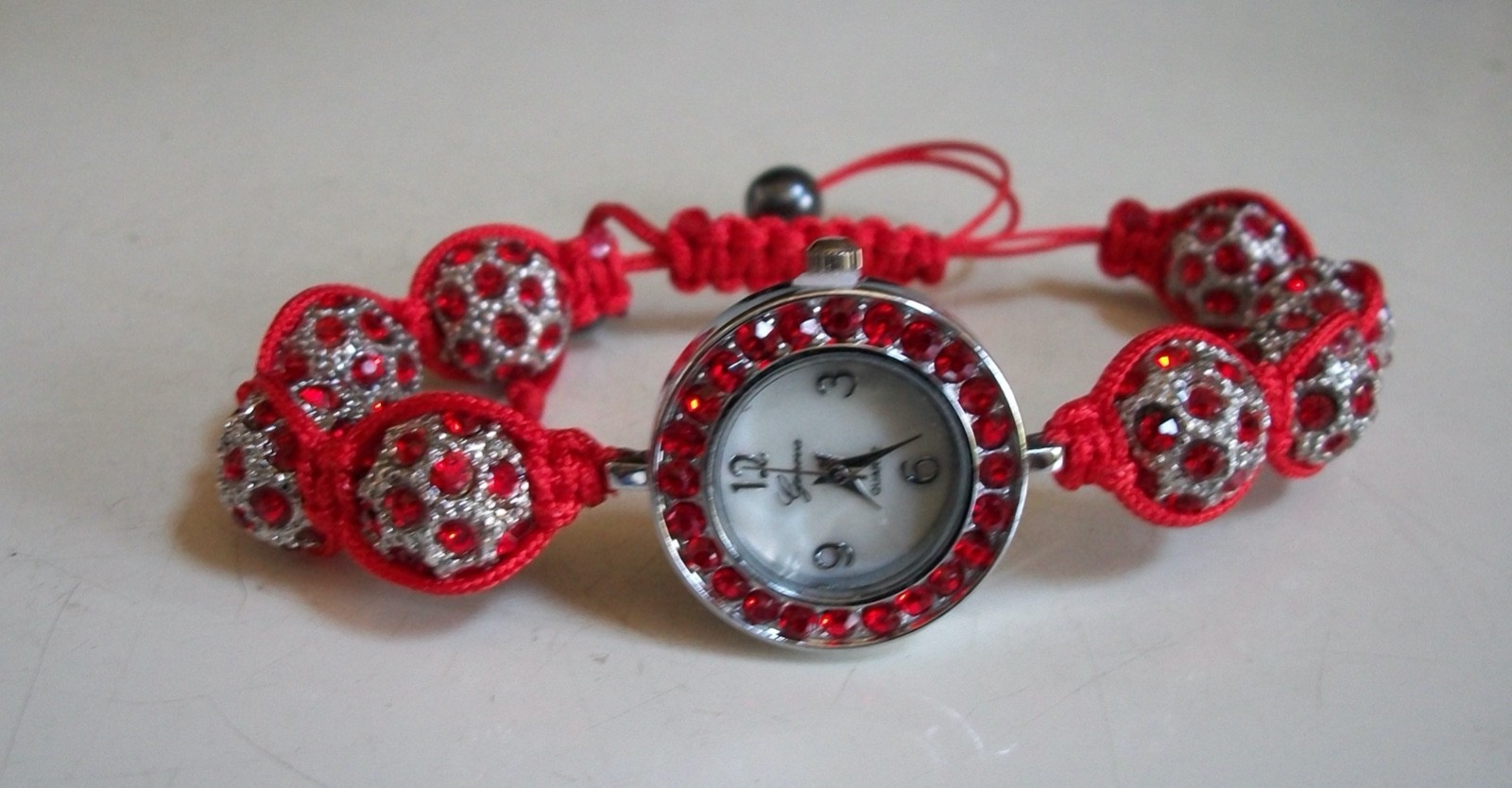 GREEN, BLACK, RED, PURPLE, ORANGE BEADED RHINESTONE FASHION WOMEN’S CASUAL WATCH