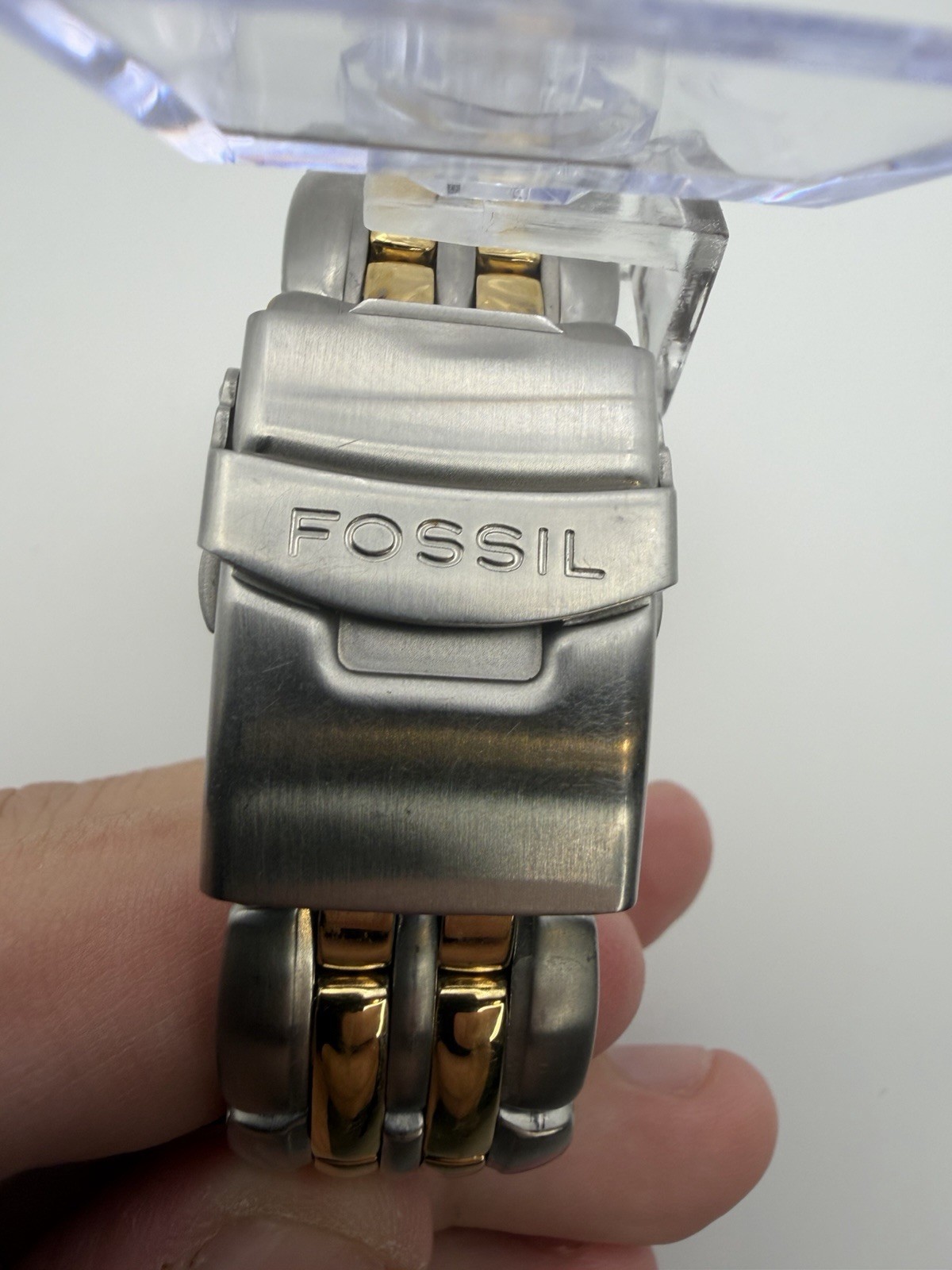 Fossil Blue 100M Two-Tone Quartz Men’s Watch Date Stainless Steel Runs Great