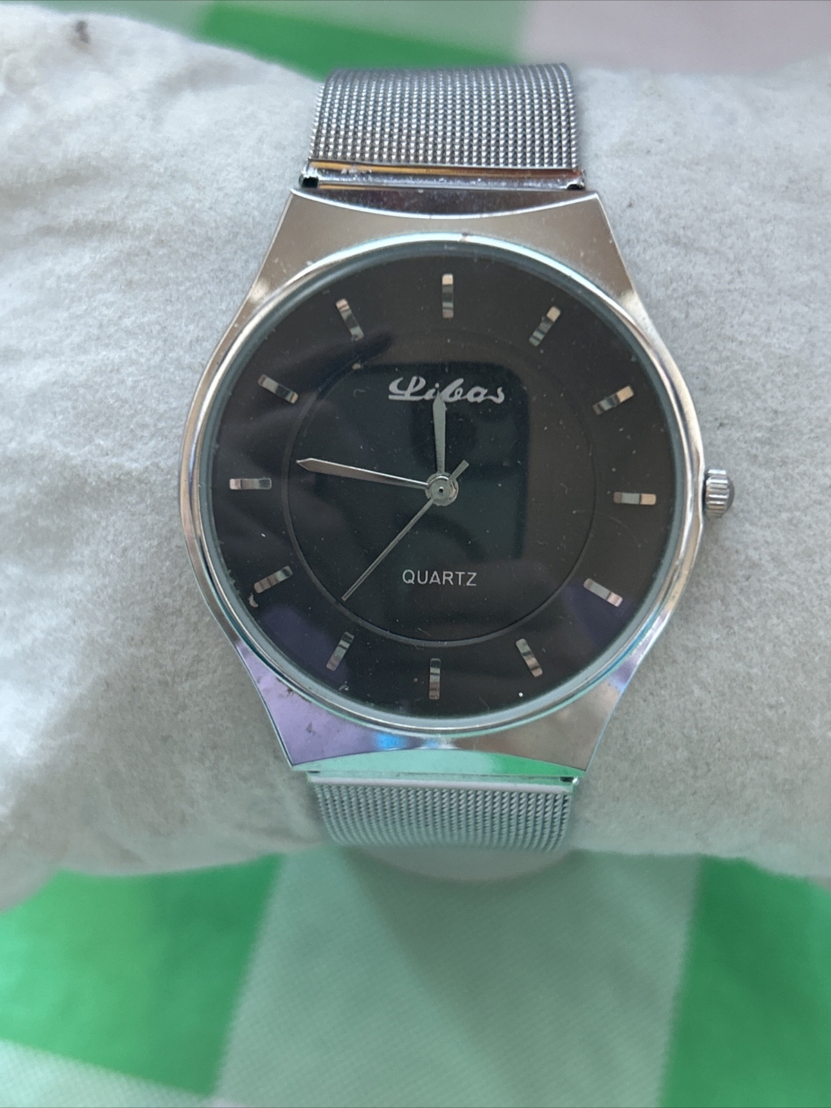 Libas Silver Tone Slim Adjustable Band Quartz Watch