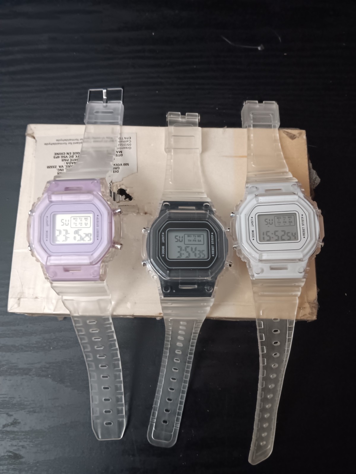 CLEAR DIGITAL WATCHES (EACH) Black/Clear/Pink