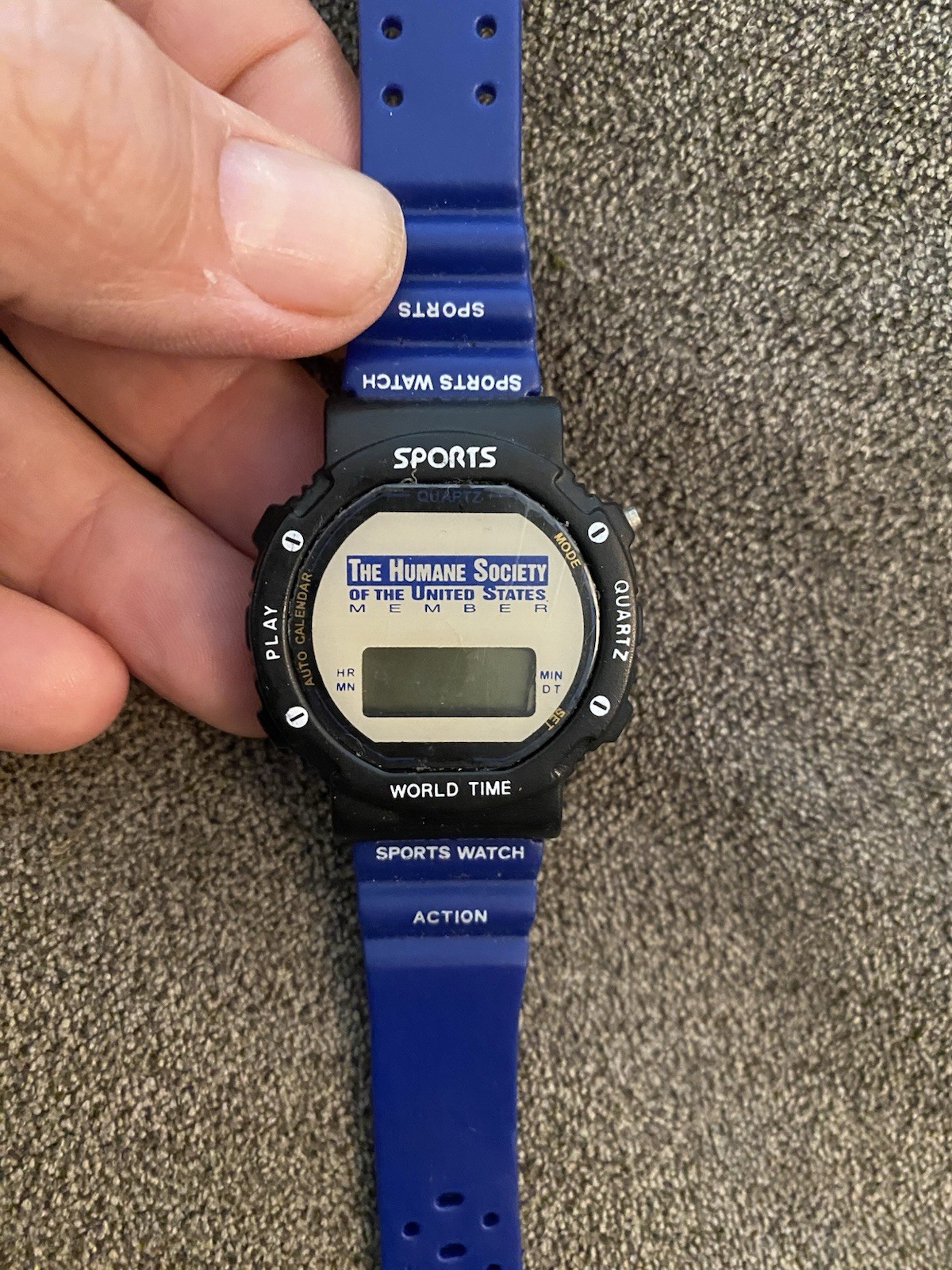 Vintage The Humane Society Of The United States Digital Watch Blue band 90s