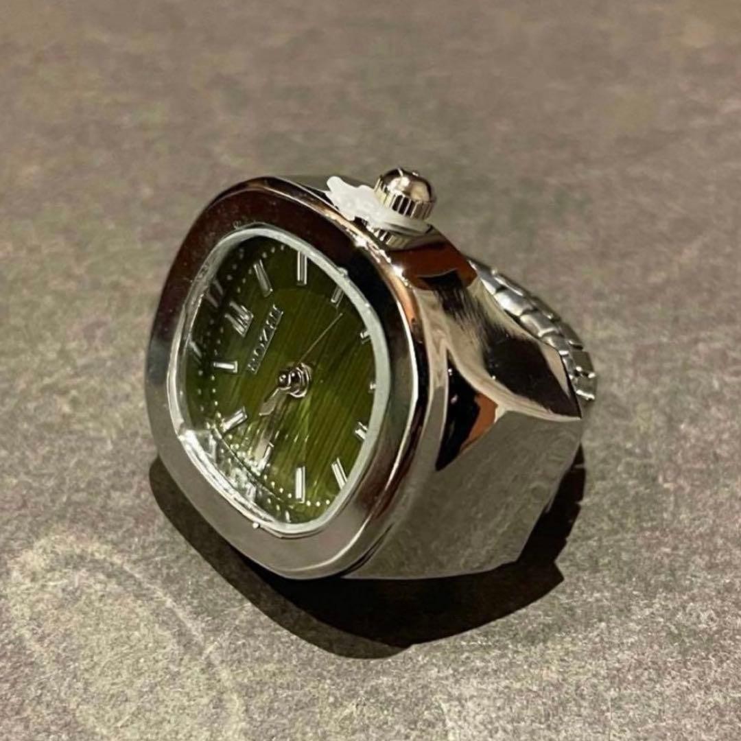 Brand New Unused Watch Ring Green Square Shape Free Size