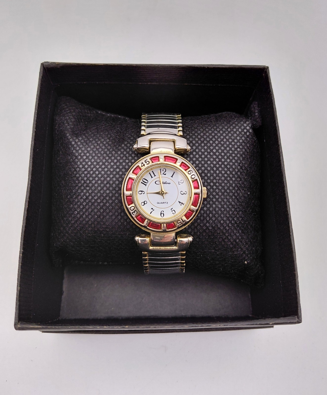Catalina Women’s Watch Gold Silver & Red Stainless Steel Stretch Band Quartz