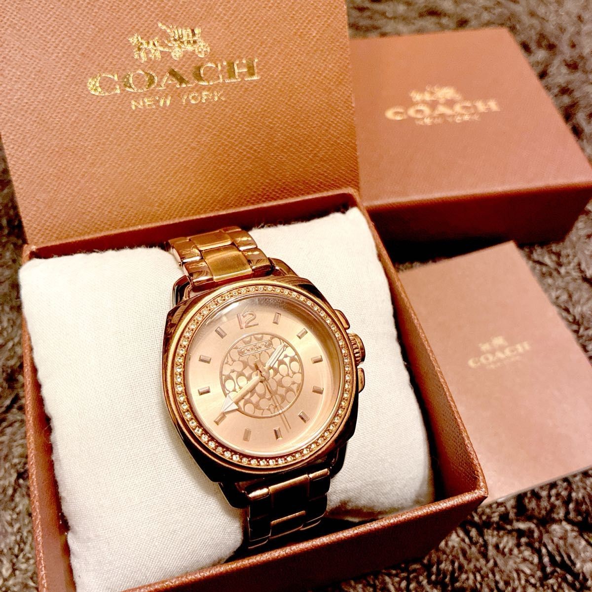 New battery COACH Boyfriend Wristwatch Coach Rose Gold