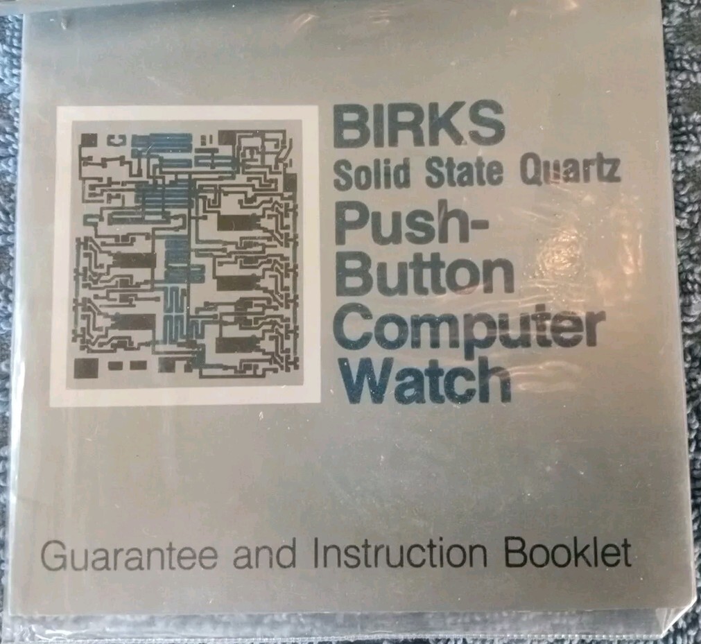 BIRKS SOLID STATE QUARTZ PUSH-BUTTON LED COMPUTER WATCH RARE BOX MANUAL