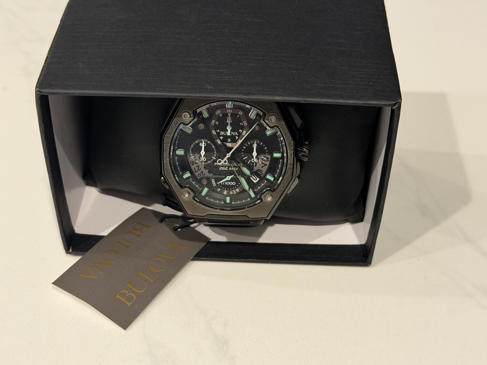 Bulova Precisioinist Black IP Mens Chronograph Watch 98B355 MSRP $1395