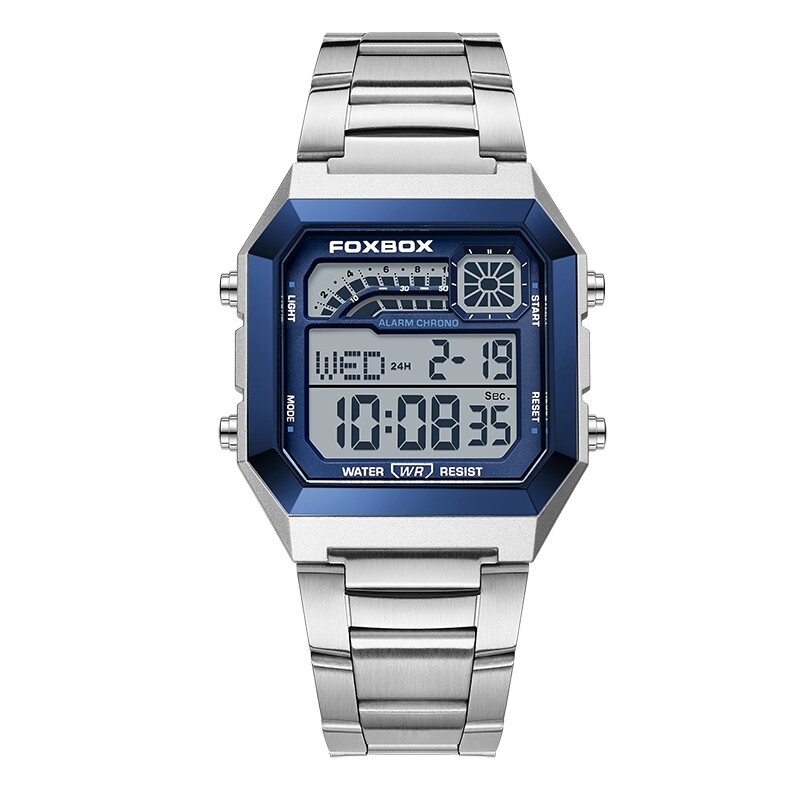 2025 Men’s Watch Military Stainless Steel Digital Luminous Waterproof Wristwatch