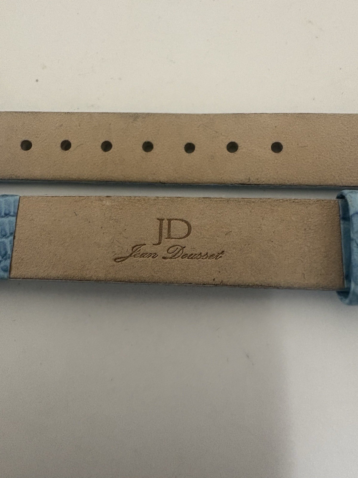 Jean Dousset Light Blue Genuine Leather Band Rhinestone Buckle Women 12mm