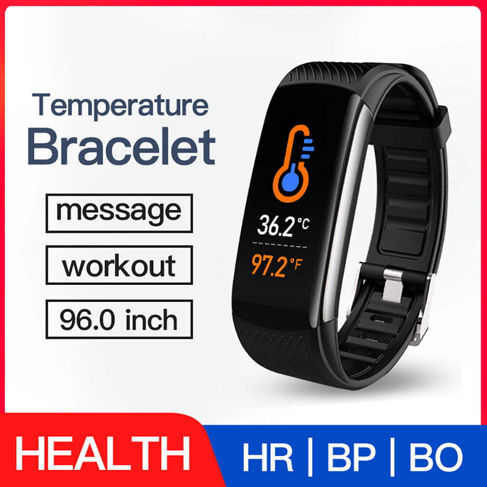 C6T Temperature Measurement Smart Bracelet Blood Pressure Heart Rate Meter Pedom