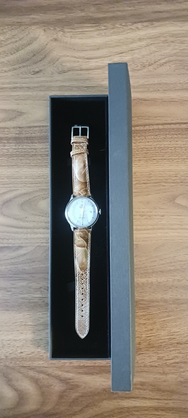 Orient 38mm Automatic Watch Bambino Version 7 LE Baby Blue w/ Ostrige Strap