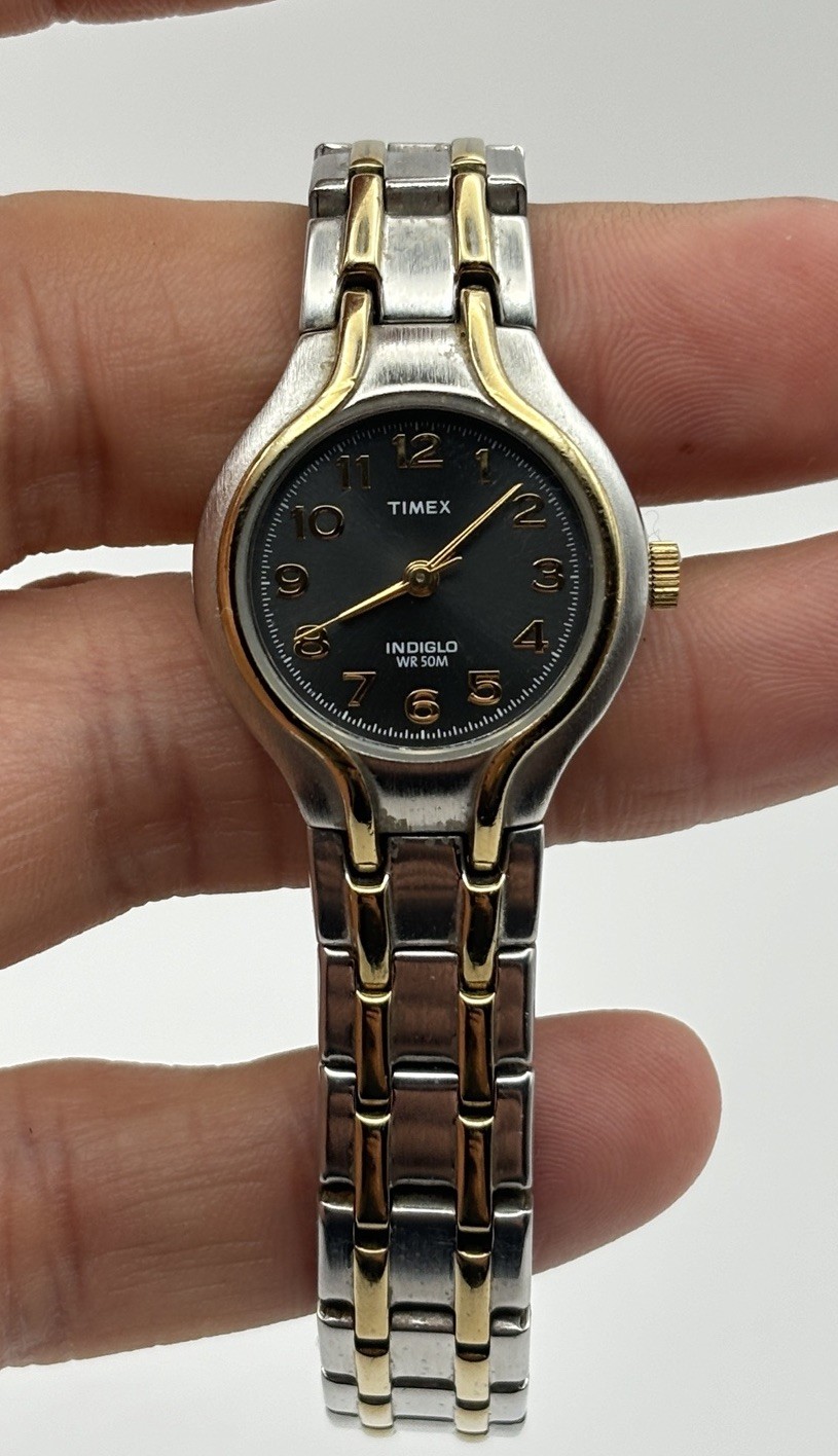 Timex Indiglo Watch Womens 25mm Two-Tone Stainless Steel #7.7