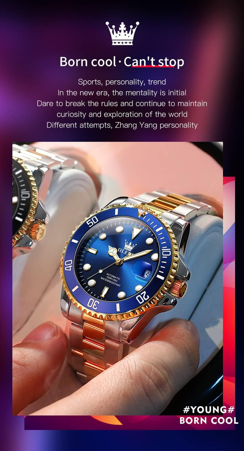 Luxury Men’s Waterproof Automatic Watch – Big Face & Luminous Design