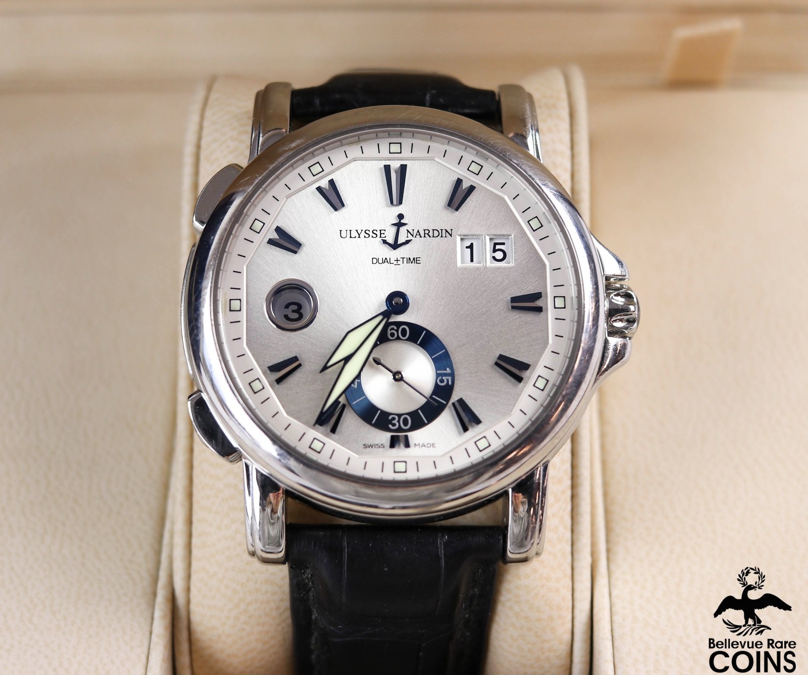 2008 ULYSSE NARDIN Dual Time Automatic 42mm Men’s Watch 243-55 w/Box & Bracelet