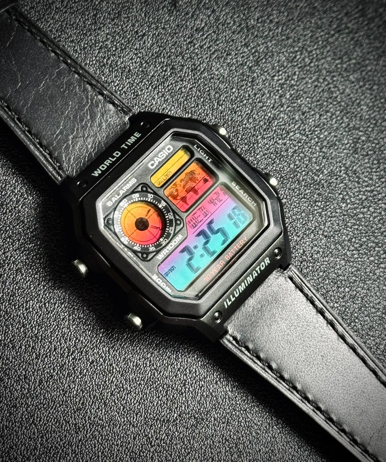 Casio AE-1200WH Royale Mod Custom Leather Strap Multicolour Filter