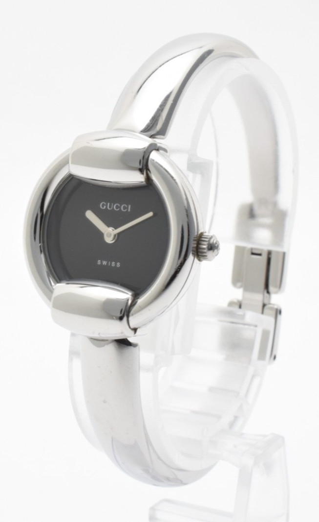 Vintage [NEAR MINT] Gucci 1400L Silver Black round Qz Ladies Watch from JAPAN
