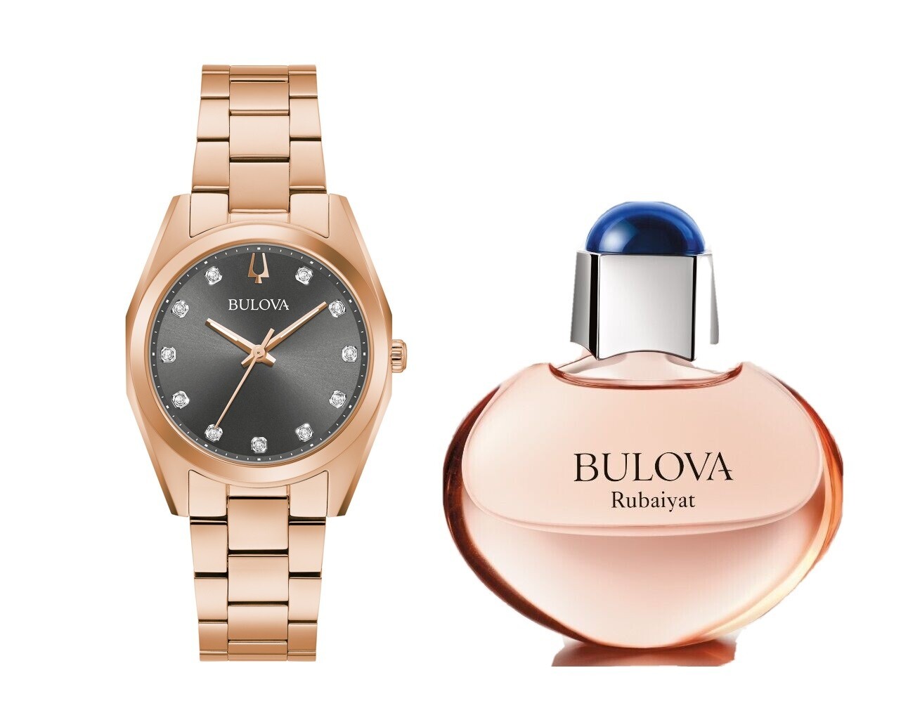 Bulova Women’s Quartz Diamond Accent Rose Gold Perfume Watch Set 31MM 97P156