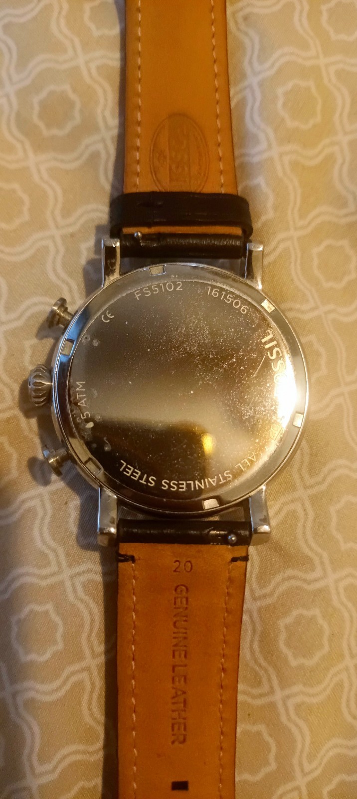 Fossil Buchanan Chronograph Watch Men 42mm Silver FS5102 Needs Battery