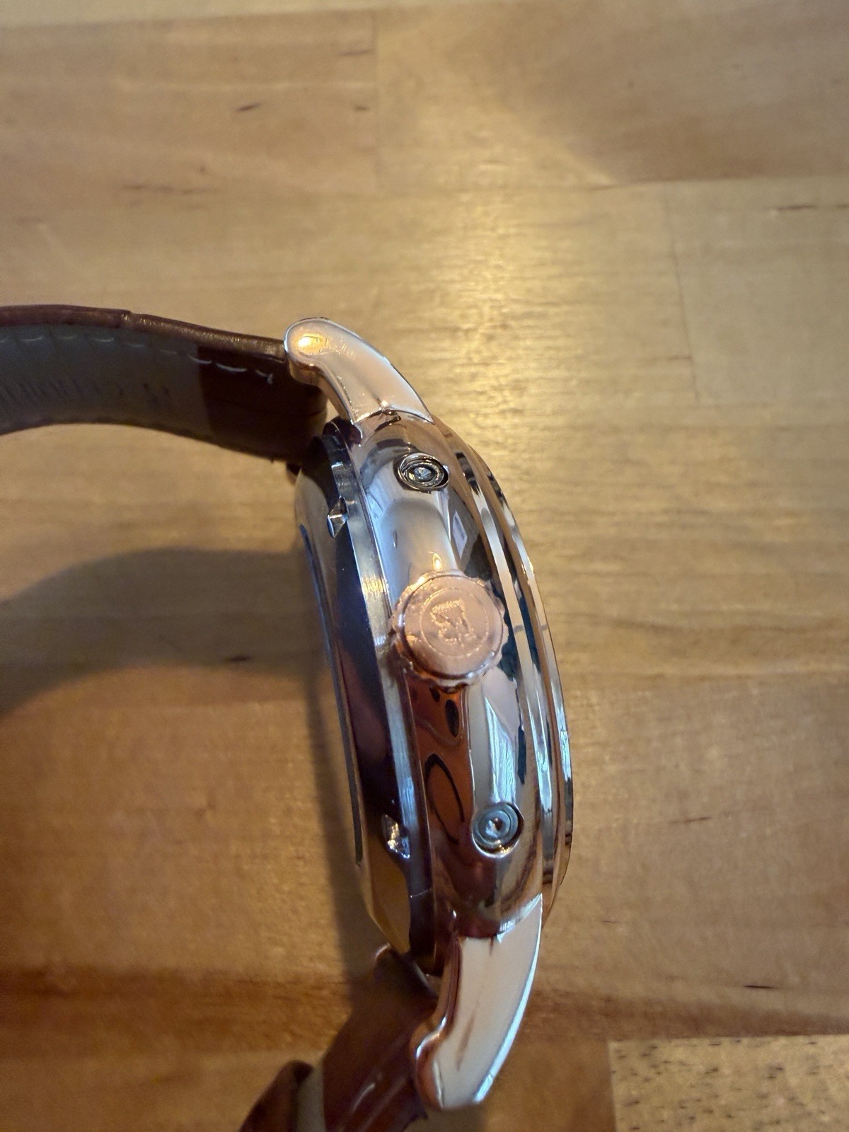 BIBI Automatic Skeleton Watch White Roman Dial 42mm Brown Leather, Box