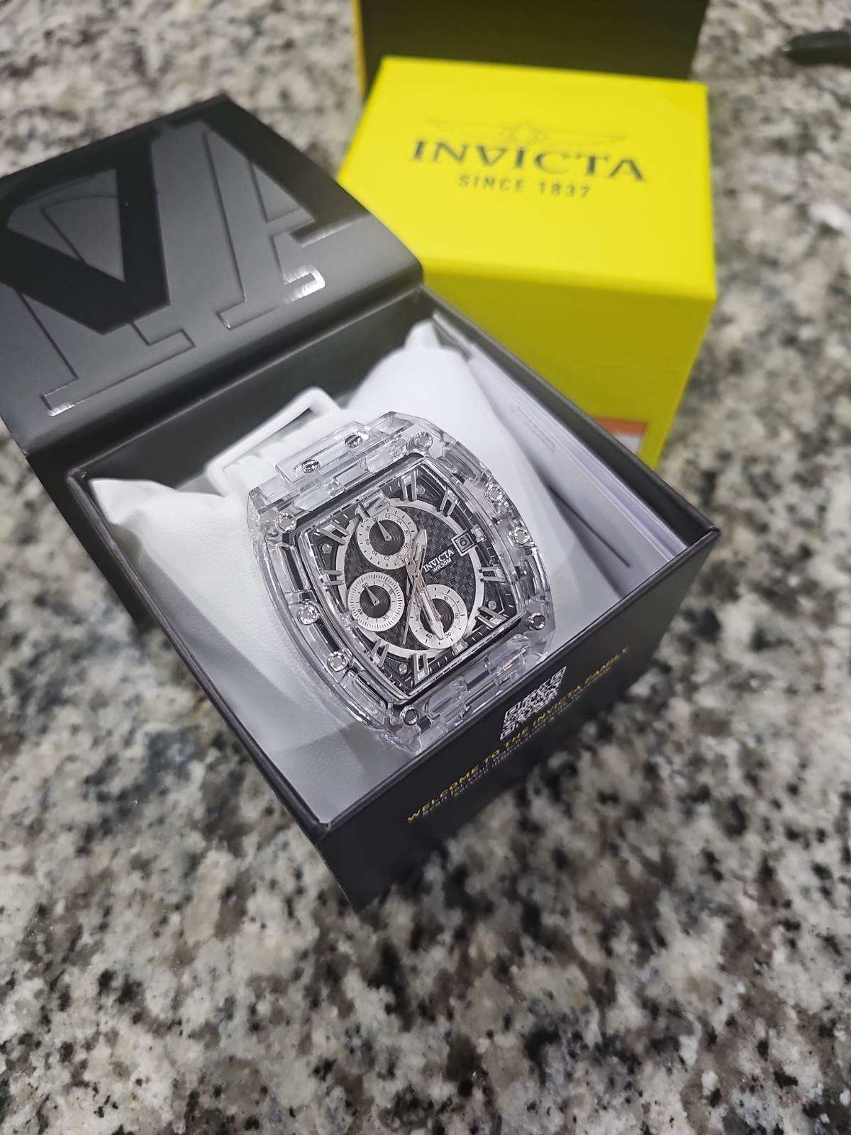 Retail $199.99 Invicta S1 Rally Allogrip 42mm Watch Transparent Case Black Whit