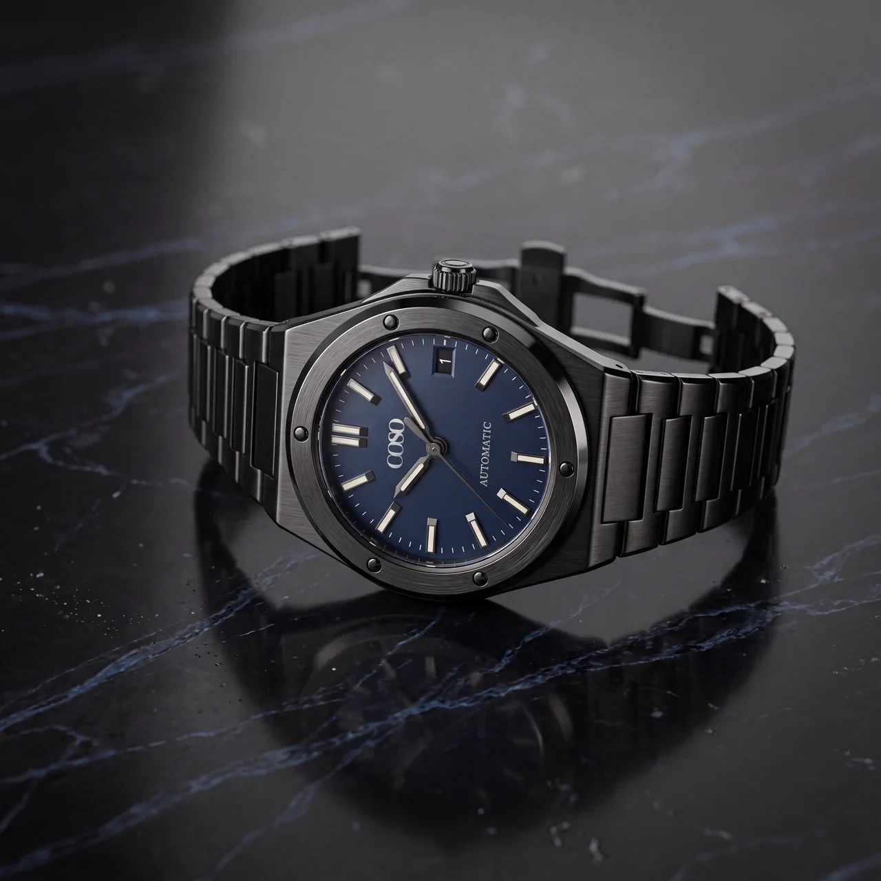 COSO Valtor Automatic Blue Dial Black Steel Bracelet