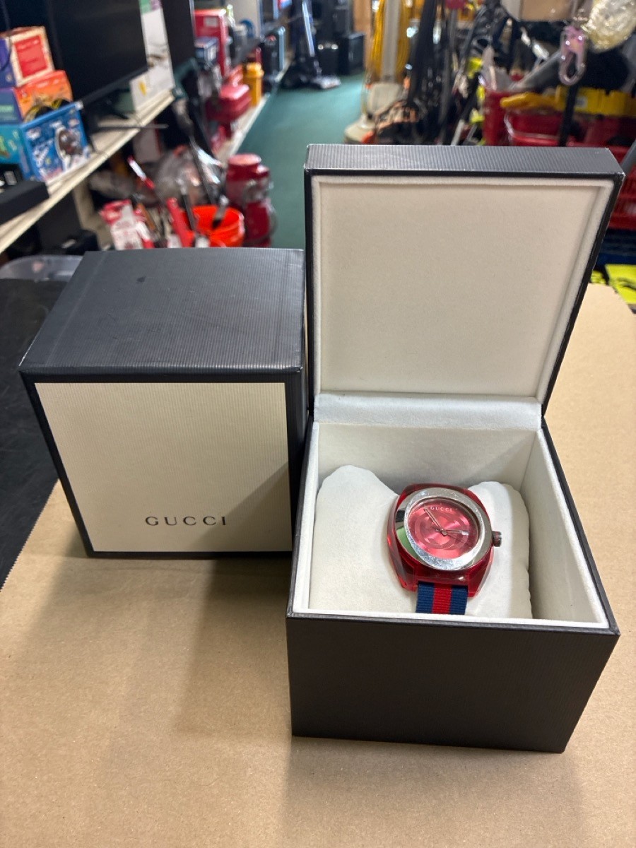 Gucci Sync XXL 46mm Red Date Dial Swiss Made Mens Watch (HPB028406)