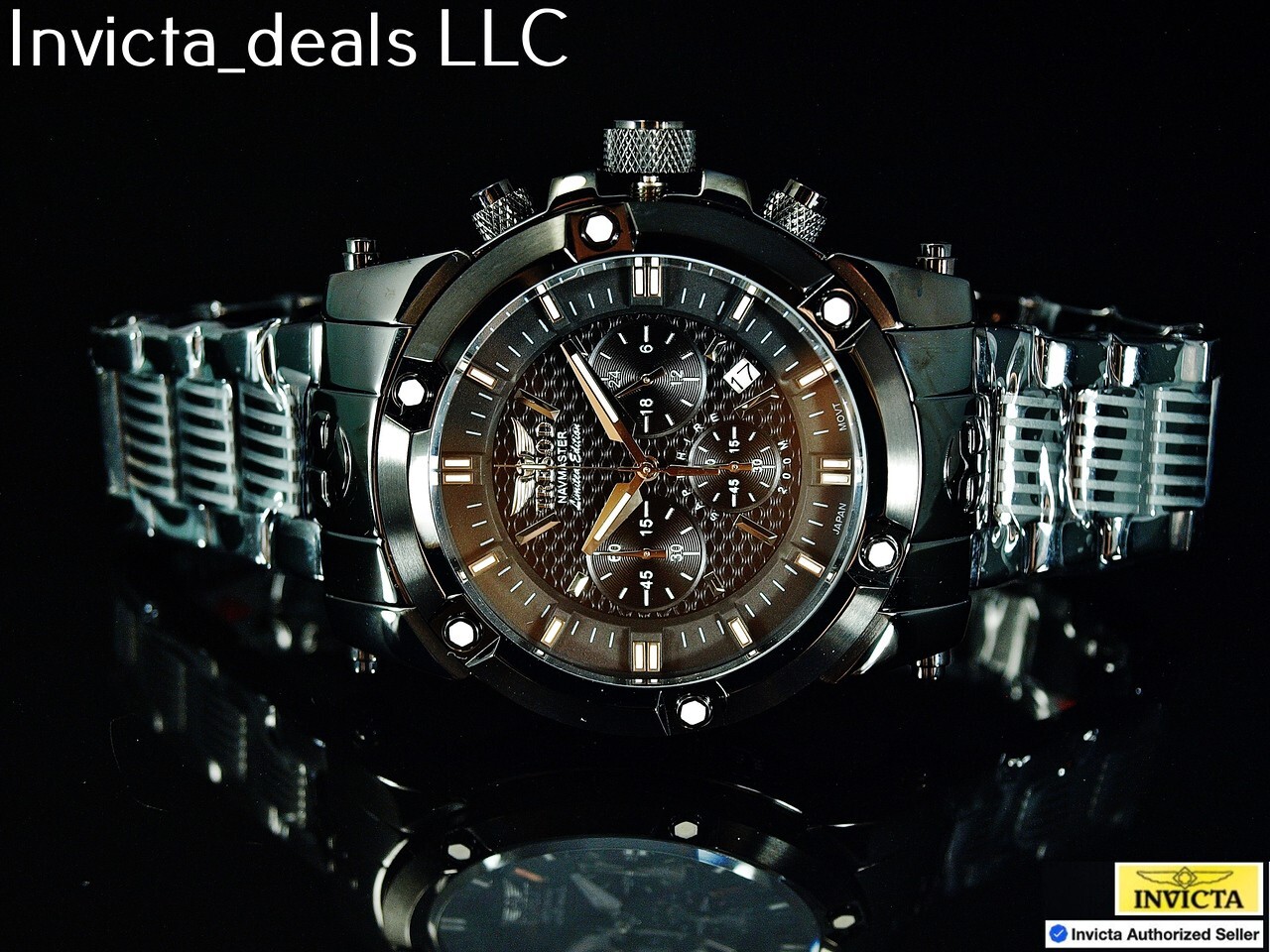Tresod Men’s NAVMASTER Chronograph COMBAT Black Tone Sapphire Crystal SS Watch