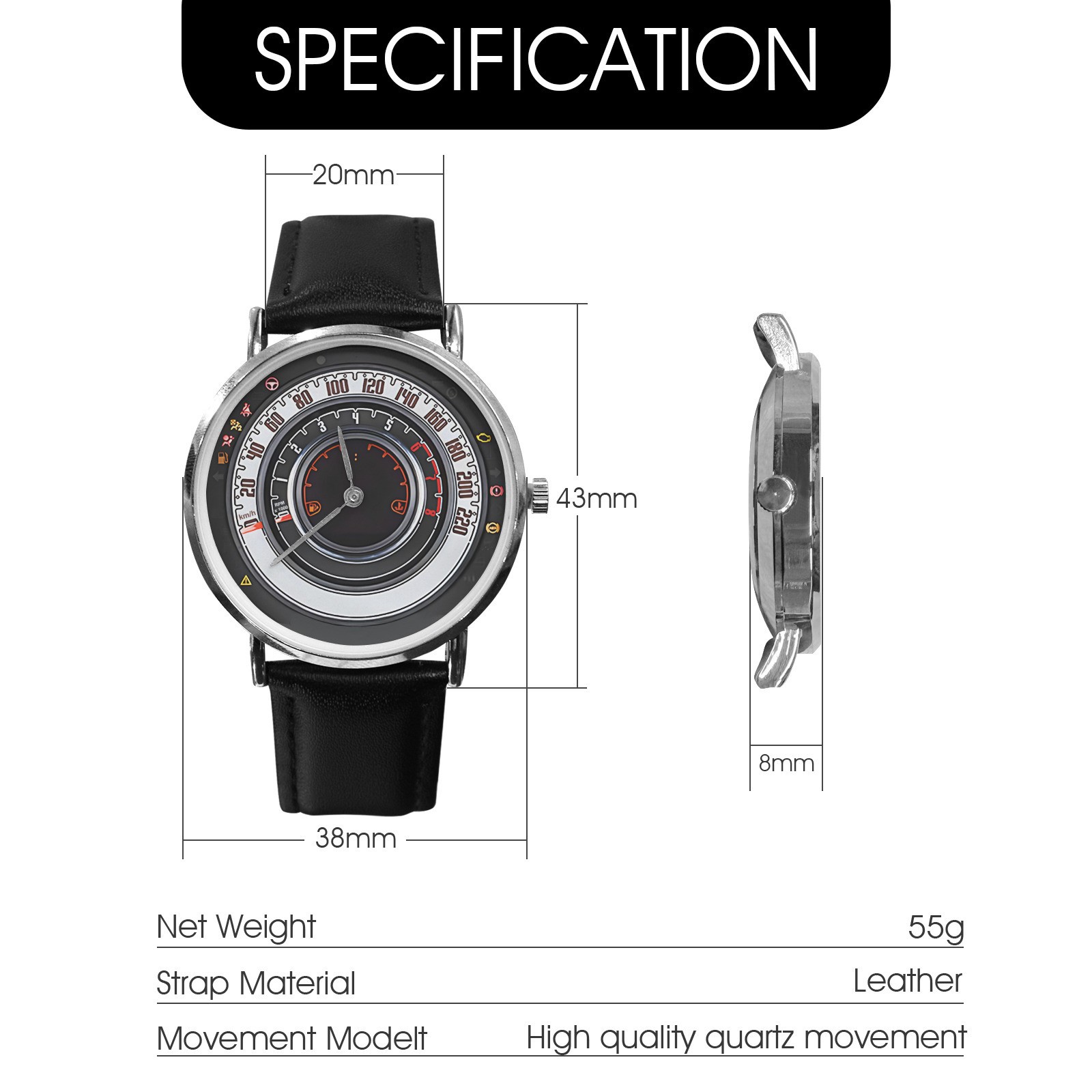 Fiat 500 Speedometer Watch