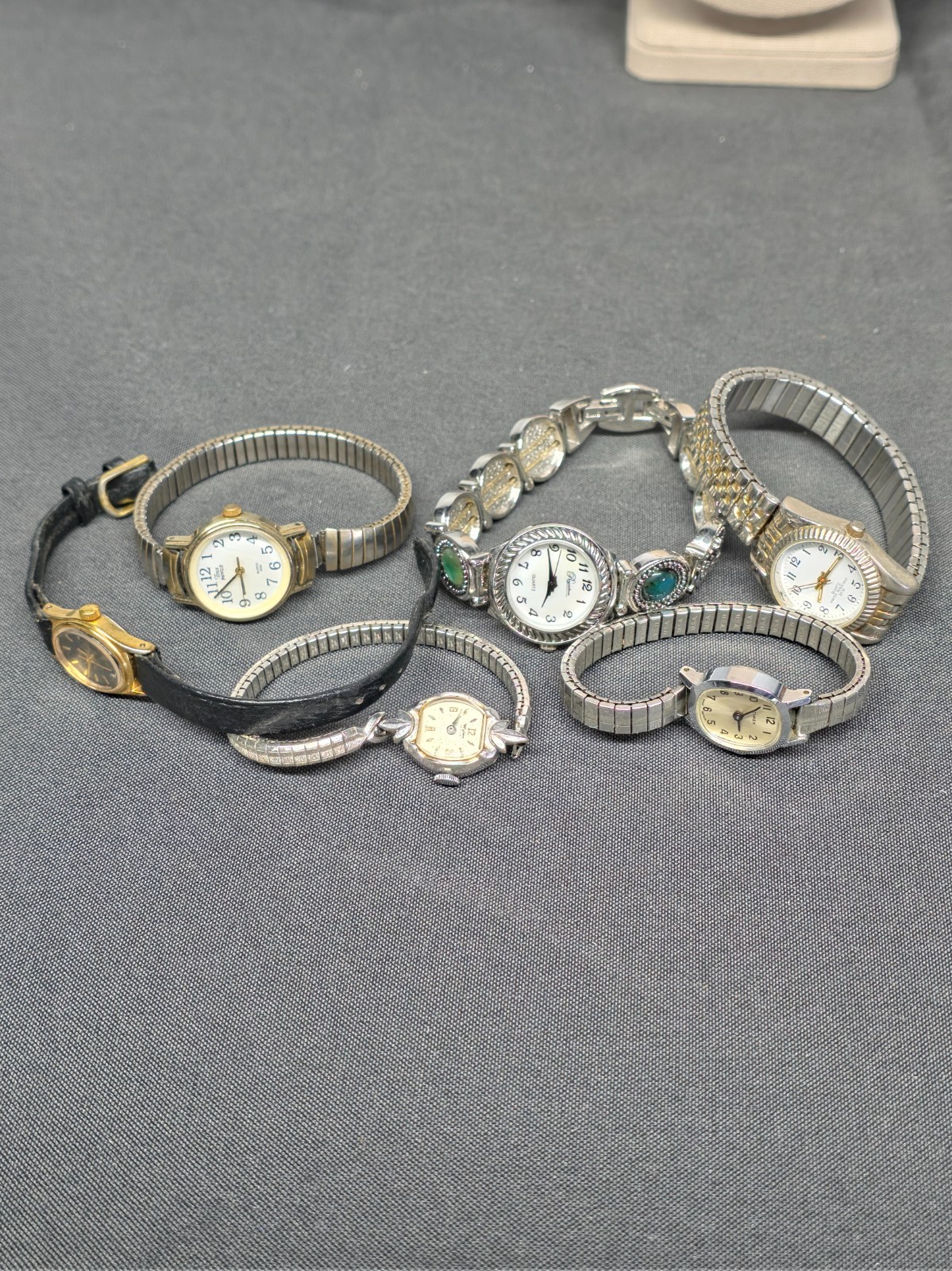 Vintage Ladies Watch Lot of 6 Swiss Wyler 10K RGP Timex Anne Klein Abalone