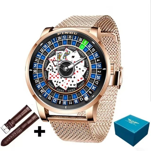 Luxury Mechanical Unique Watch PINDU Rotating Roulette Poker Design