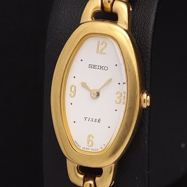 Seiko Vintage Tisse 2E20-7110 Gold 16mm Quartz Women Watch Used JAPAN