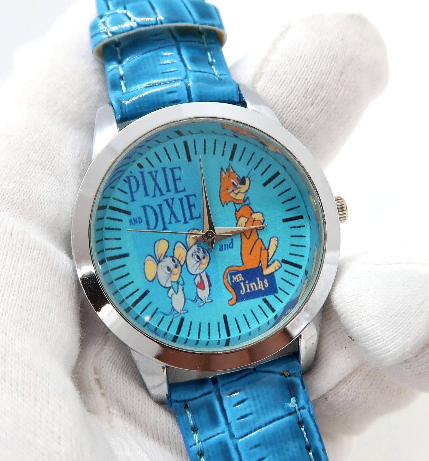 PIXIE & DIXIE & JINKS Quartz,37mm SS Case, Faux Band, MEN’S CHARACTER WATCH M-70