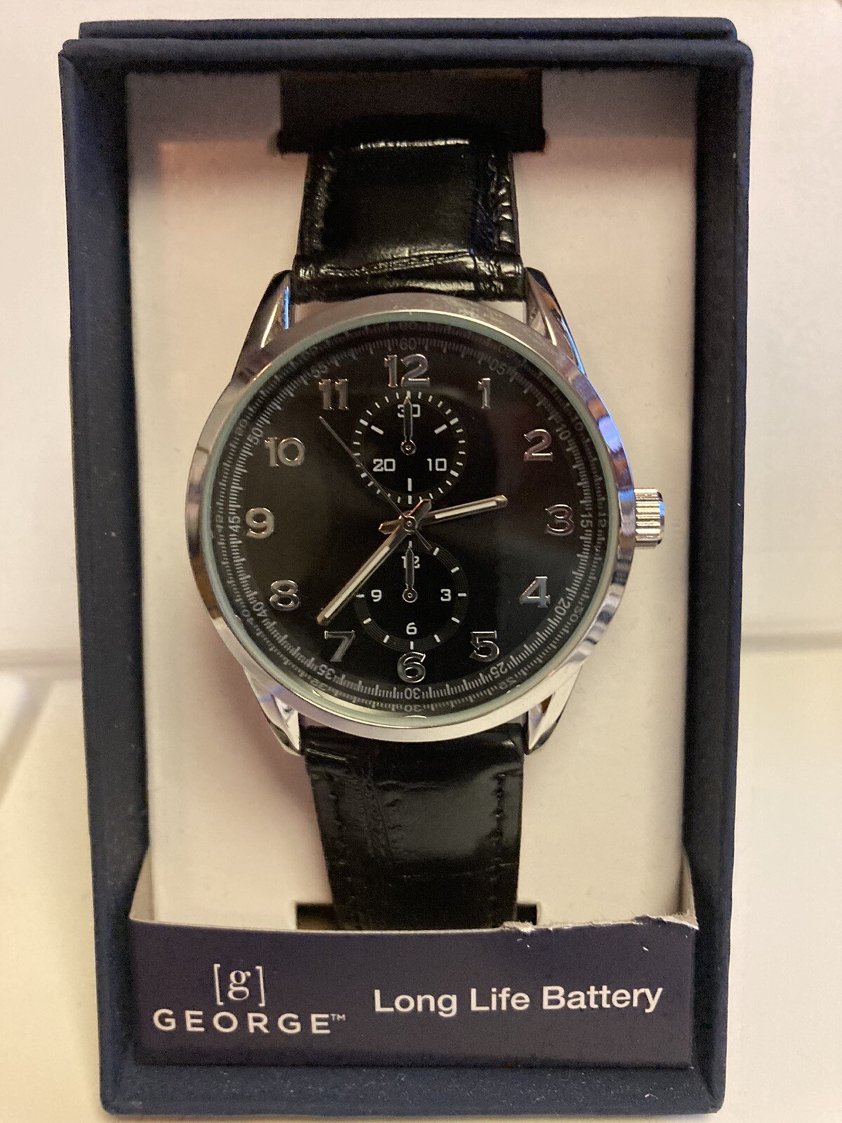 George Analog Wristwatch- Long Life Battery- Adjustable Faux Leather Wrist Strap