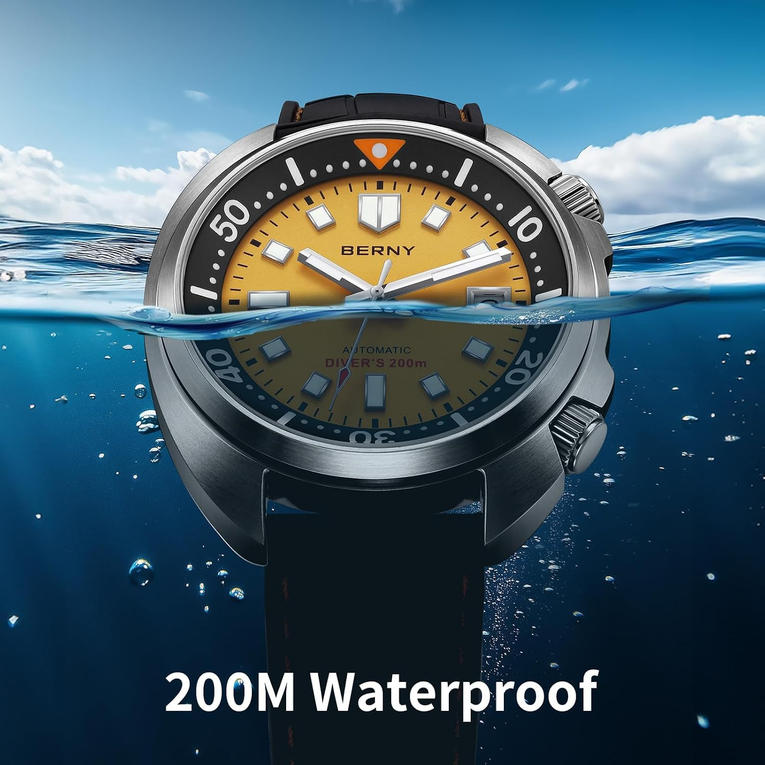 Men’s 200M Waterproof Automatic Dive Watch with Luminous Sapphire Crystal