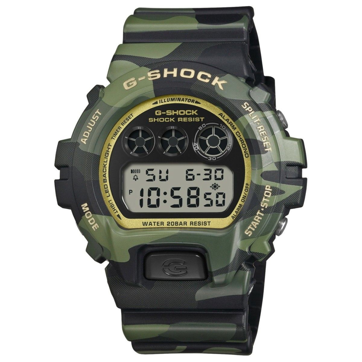 Brand New G SHOCK DW 6900CMG 3JF CAMO AND GOLD With Tag Camouflage Pattern